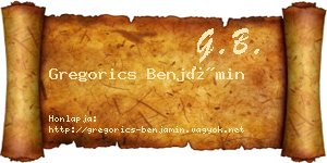 Gregorics Benjámin névjegykártya